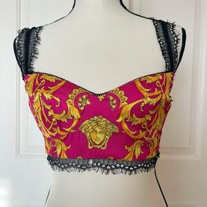 Versace Pink and Gold Crop Top